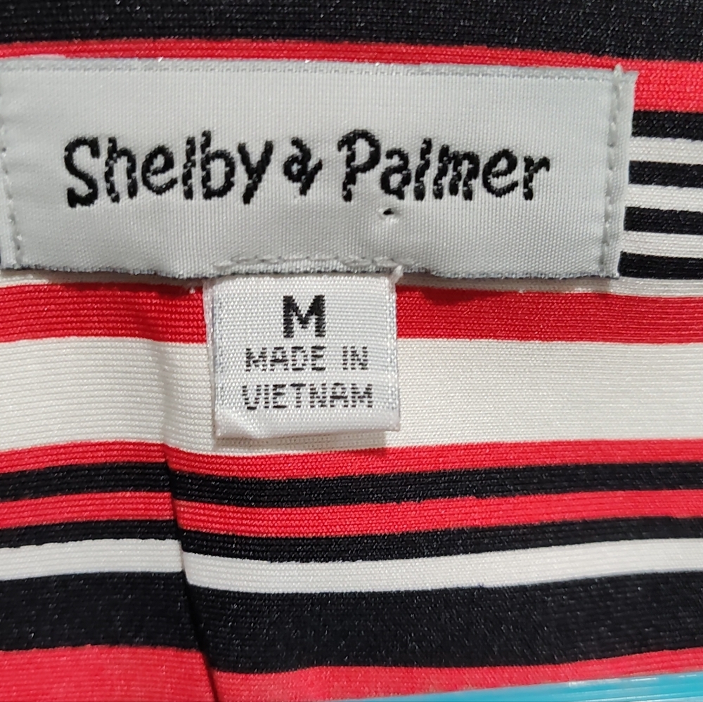NWT Shelby & Palmer Black White Red Stripe Long Maxi 3/4 Sleeve Dress - Medium - Picture 5 of 10